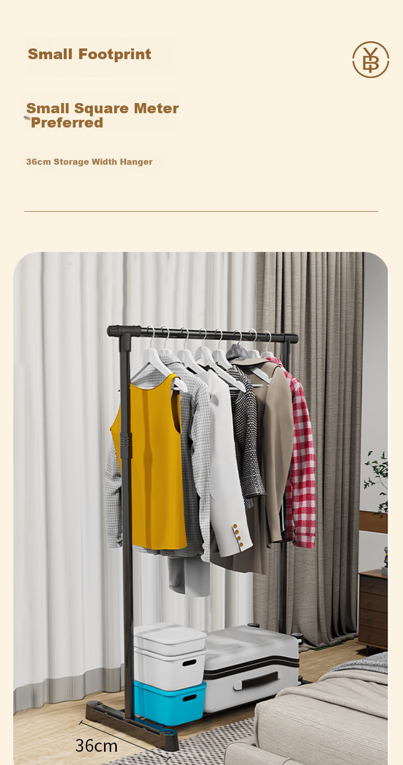 Bingyou Retractable Clothes Drying Rack, Floor-Standing Extendable Clothesline for Bedroom Balcony, Indoor Dormitory Laundry Hanger, Single Pole Coat And Hat Stand 9