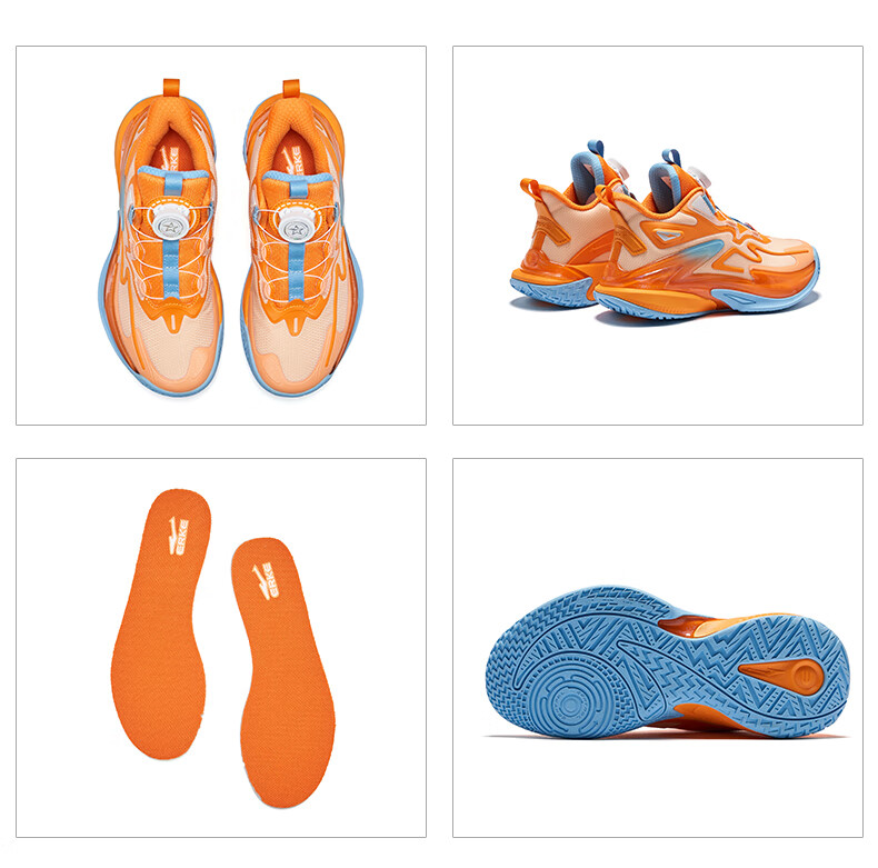 ERKE Kids Boys Youth Cushioning Basketball Shoes Children's Dial Buckle Sports Shoes Athletic Orange/Orange Haze Size 37 23