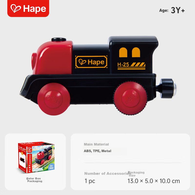 Детская игрушка "Электрический ретро-паровоз" Hape E7361, красный/черный, для детей от 3 лет