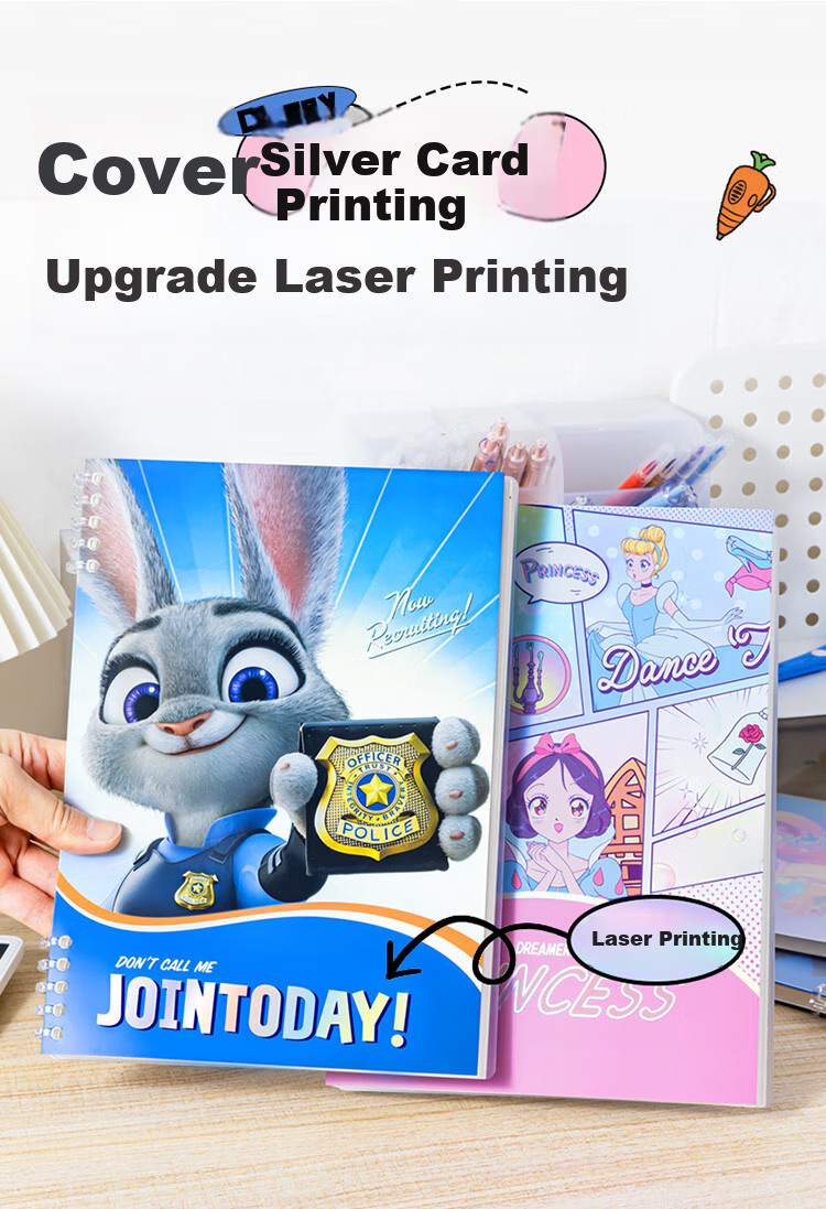 Disney Loose-Leaf Notebook with Removable Spiral Binding, 60 Sheets, High-Quality Waterproof Journal for Students, Girls' Planner And Homework Book 5