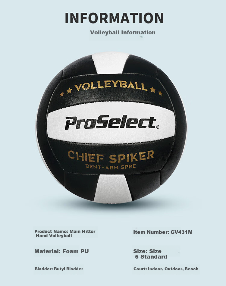 ProSelect Volleyball, Cool Reflective Professional Machine-Stitched, Student High School Entrance Exam Training, Size 5 Hard Volleyball, GV434M 4