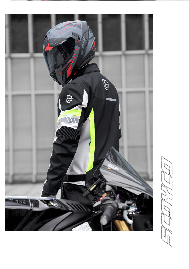 SCOYCO Motorcycle Riding Suit, Racing-Style Protective Gear, Anti-Fall, Windproof, Wear-Resistant, Specialized Equipment for Men, All Seasons 26