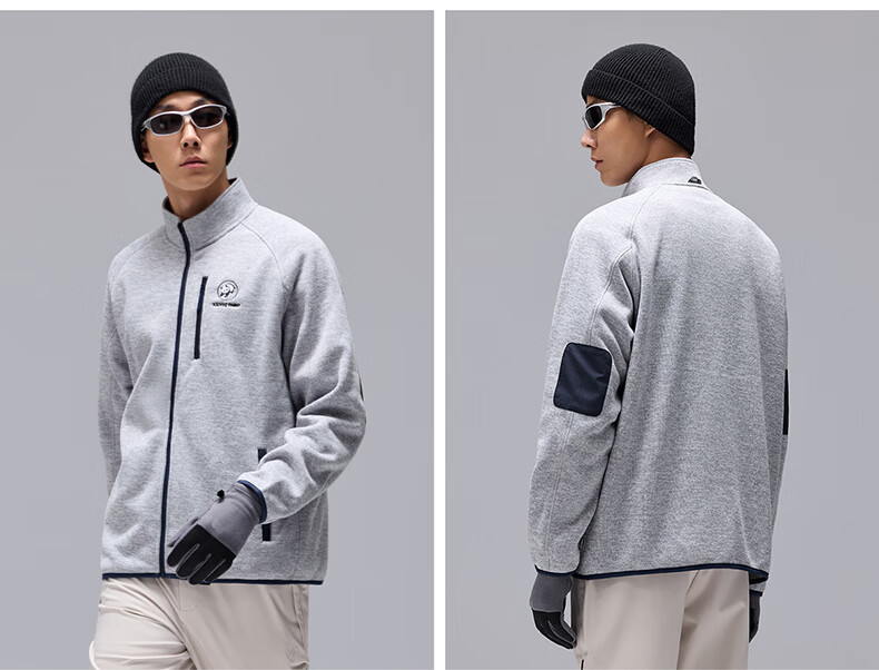CAMEL Stand Collar Fleece Jacket Unisex Polar Fleece Liner Warm Coat A35CZ0L1239 Light Sand Yellow L 10