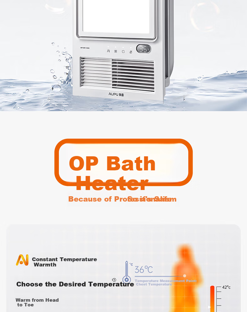 AUPU Wind And Heat Bathroom Heater E Series, Strong And Weak Airflow, Wireless Remote Control, E371-Y Compatible with Integrated Ceiling 2