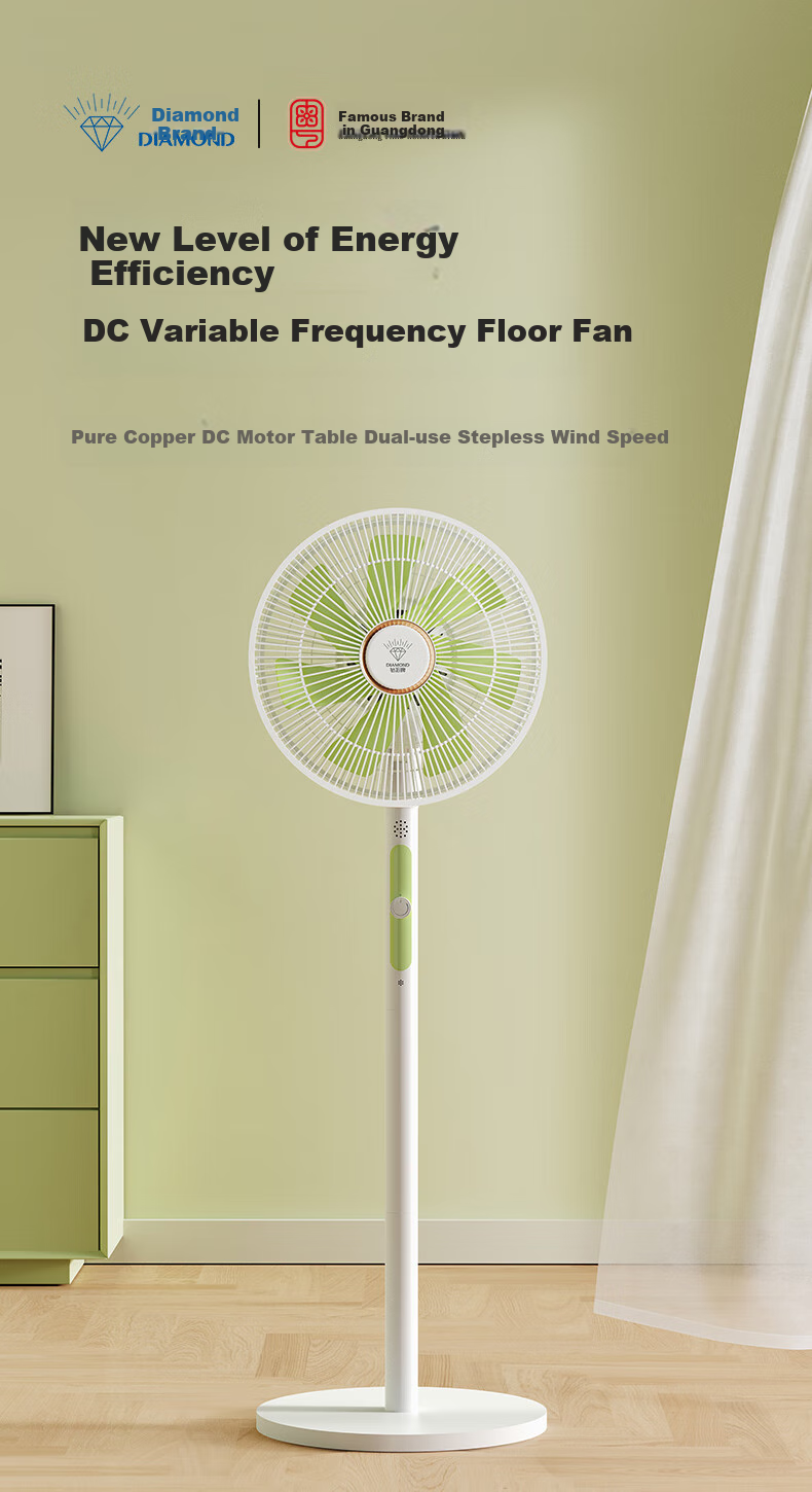 DIAMOND Electric Fan [Grade A Energy Efficiency + DC Inverter + Pure Copper Motor] Home Floor Fan with Voice Control, Remote Control, Oscillating Blade, Energy-Saving, Quiet Operation for Bedroom And Living Room DFS-ZGR07 4
