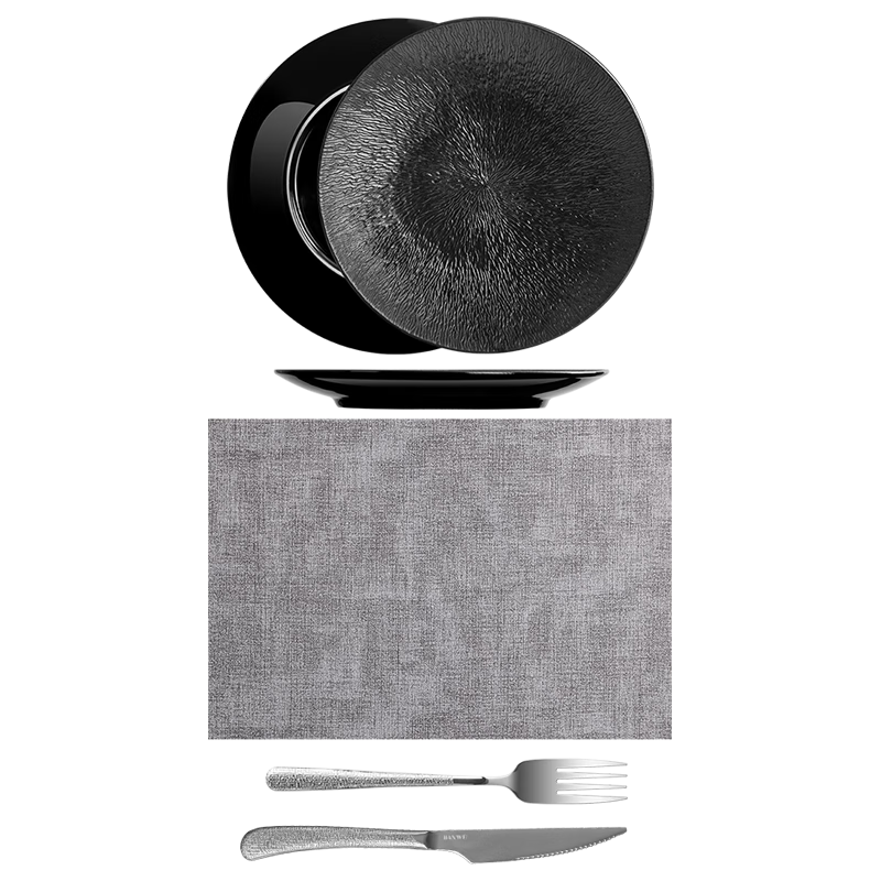 Banwu Life Steak Knife Fork Plate 3-Piece Set Premium Western Dinnerware Home Steak Plate Full Western Cutlery Set