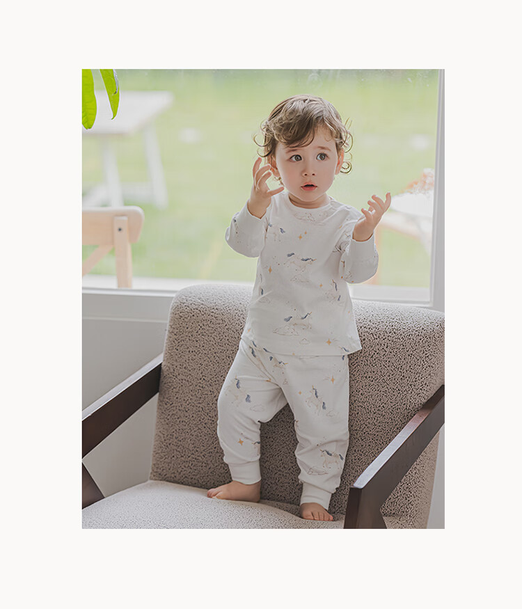 Guaiqi Bear Year of the Horse Baby Pure Cotton Underwear Set Spring and Autumn Homewear Infant Toddler Base Layer Autumn Clothes and Pants Two-Piece Air Conditioning Suit 3