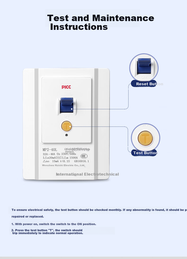 FDD Air Conditioner Leakage Protection Switch, 2p 3HP Cabinet Unit, High-Power Socket, 40A Electric Water Heater, Small Kitchen Treasure Air Switch, White 40A 10