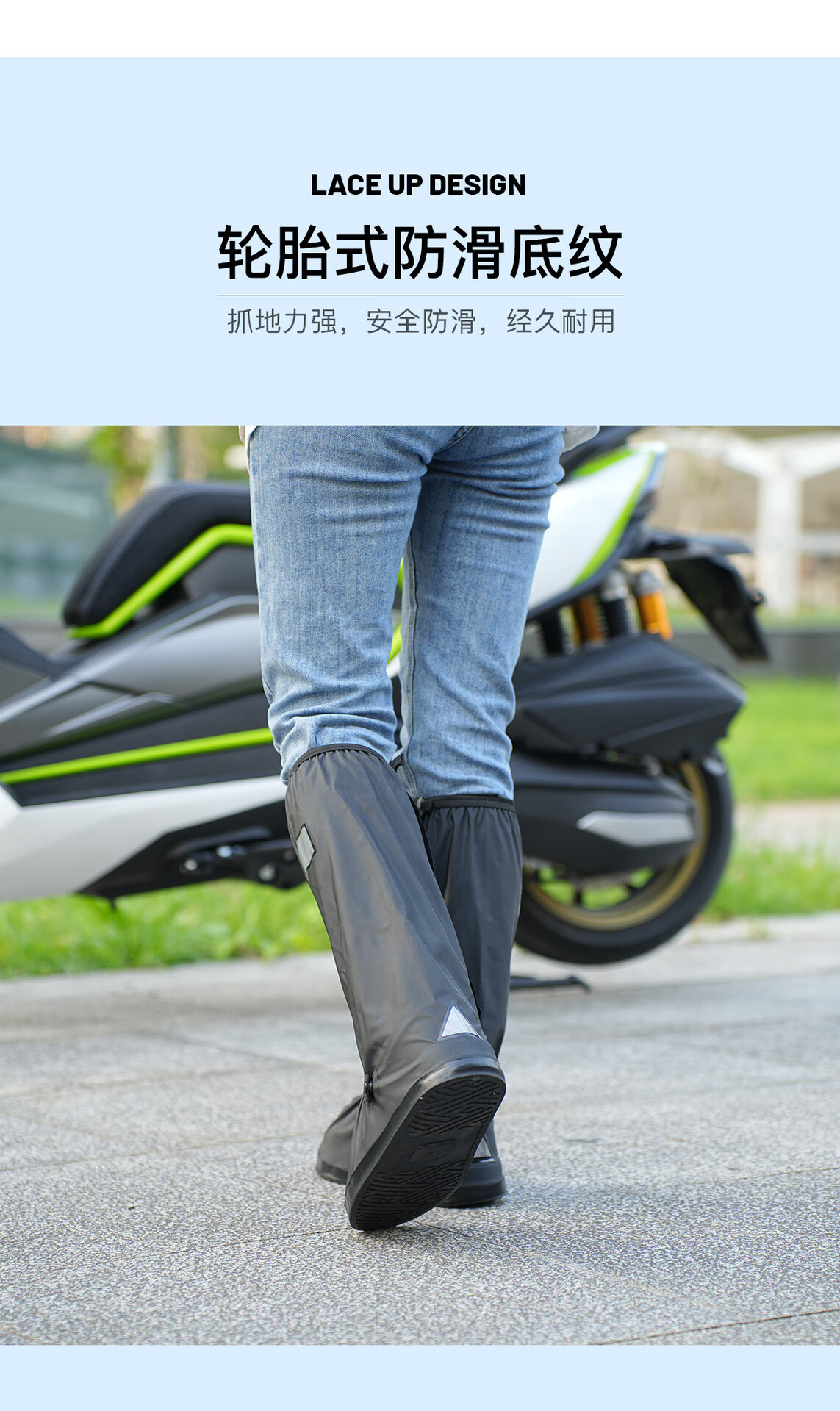 Kingstan Waterproof Shoe Covers Non-Slip Sandproof Rainproof High Tube Thickened Durable 360-Degree Full Coverage Rain Essential Shoe Covers Black Size 43-45 4