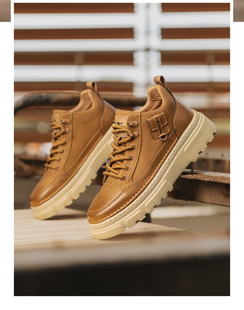 Bull Family Men's Autumn Winter New Trendy Fashion Martin Boots Classic Retro Work Boots Men's Office Commuter Shoes 11