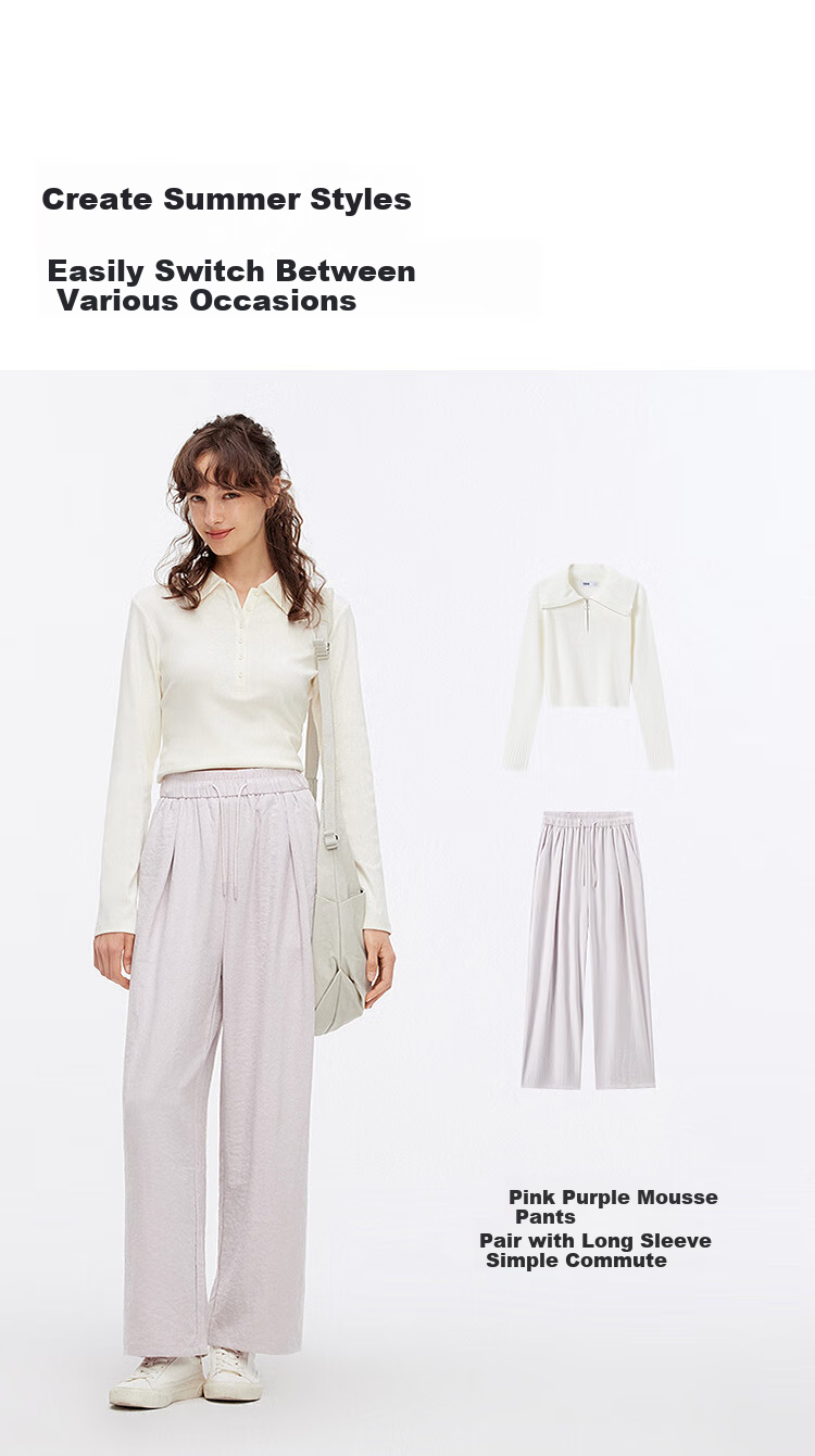 Semir Casual Pants for Women, High-Quality Mousse Trousers, Relaxed Draping, Autumn Loose-Fitting Soft Textured Wide-Leg Pants 107524127005 8