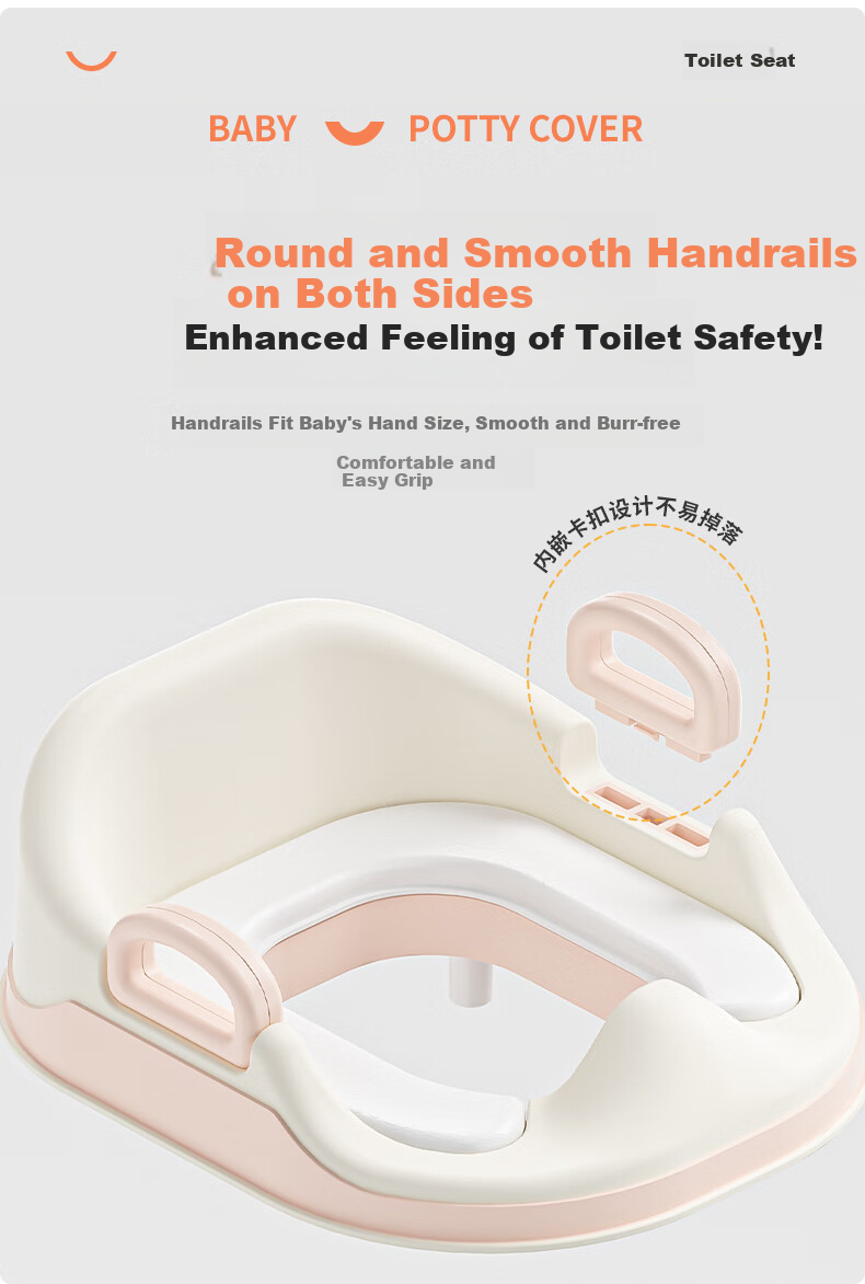 Babyhood Children's Toilet Seat, Baby Potty Training Aid, Toilet Ring, Upgraded Soft Cushion + Soft Backrest, 151 Lily of The Valley Pink 4