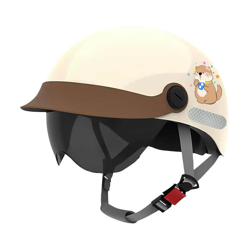 Geshu Helmet Electric Vehicle 3C Certified Four-Season Universal New National Standard Class A Electric Bike Half Helmet Unisex Riding Safety Cap Apricot Color
