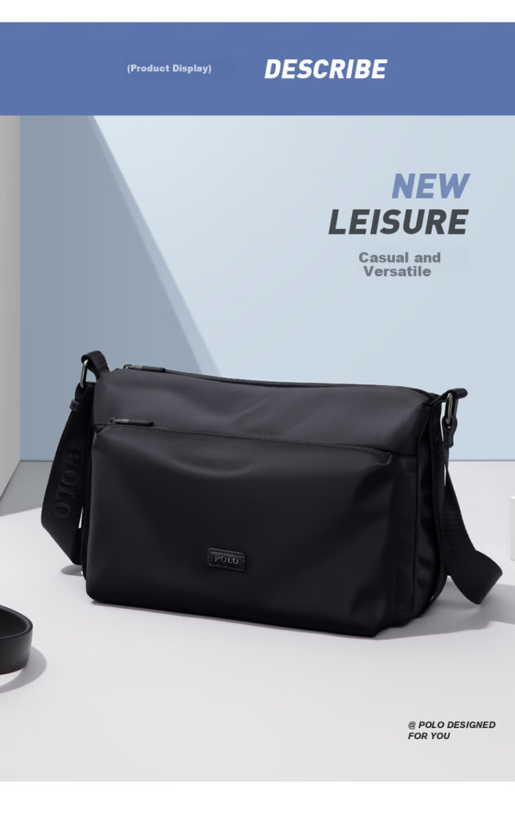 POLO Shoulder Bag for Men, Horizontal Style, Large Capacity Crossbody Bag, Casual IPad Bag, Phone Bag, Sports Messenger Bag, Birthday Gift for Me 12