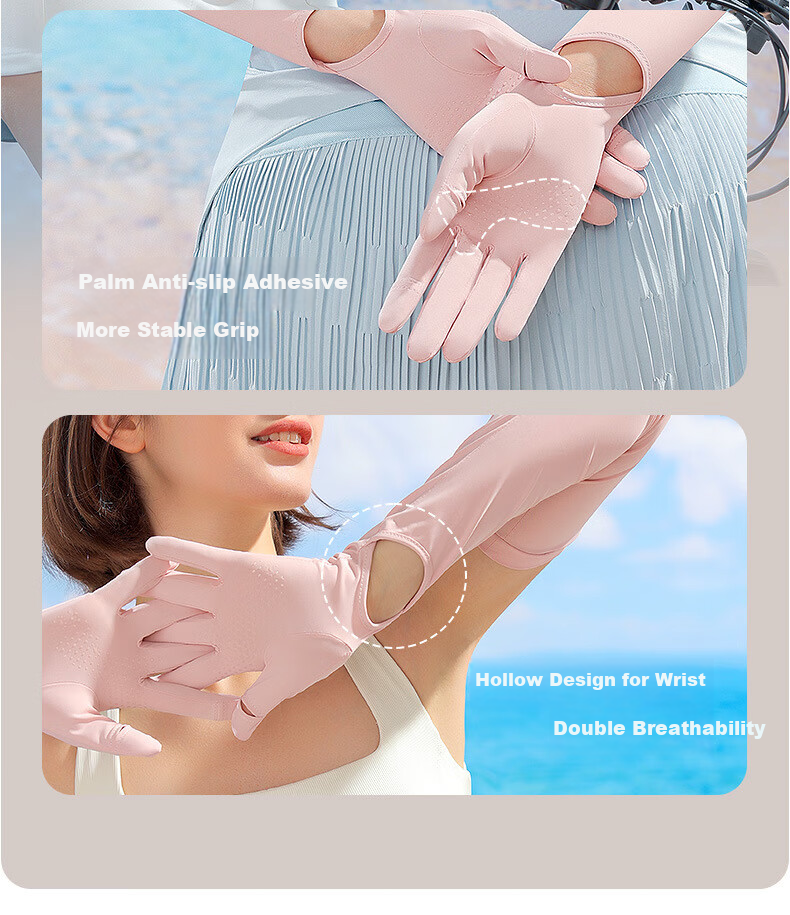 TUCANO Sun Protection Gloves for Women, Summer Driving UV-Resistant Sunshade Arm Sleeves, Extended Length with Finger Exposures, Touchscreen Compatible, Ice Silk Arm Covers 8