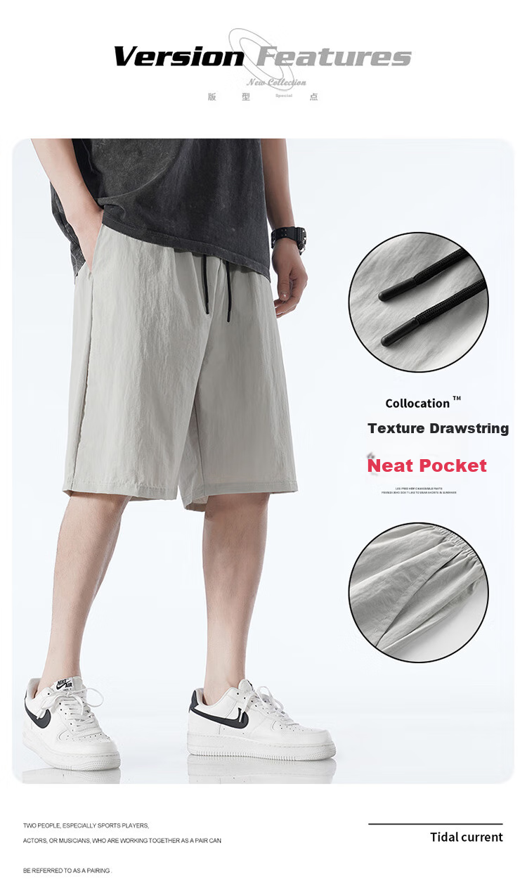 Homlean American-Style Shorts for Men, Summer Ice Silk Thin Breathable Basketball Shorts, Wearable Large Size Casual Pants CG03 Gray XL 4