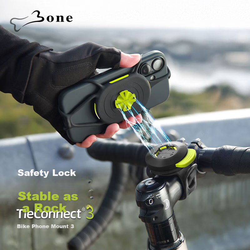 Bone Road Bike Phone Mount with Integrated Handlebar Magnetic Lock, Stable Anti-Shock Quick-Release Design Compatible with GARMIN Cycling Computers