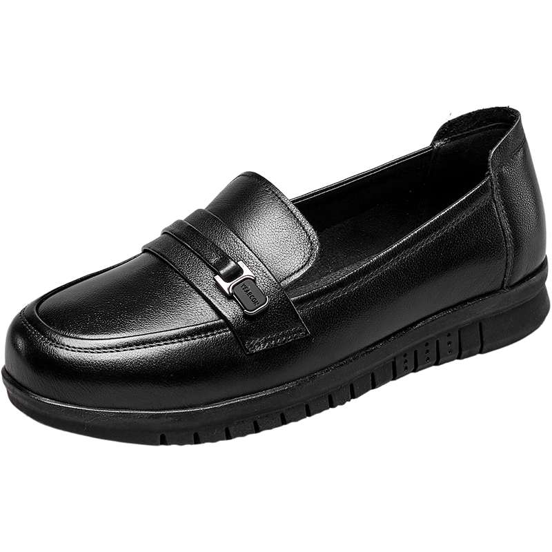 Eierkang Women's Loafers Wide Fit Large Size Single Shoes Middle-aged and Elderly Mom Shoes 11759W Black 38