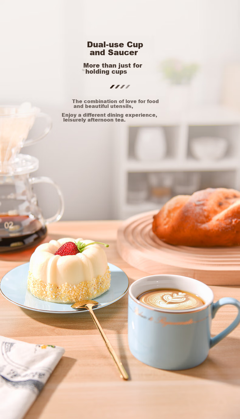 CLITON Bone China Ceramic Coffee Cup and Saucer Set of 2 High-End Couple Mugs Wedding Gift Box Set 5