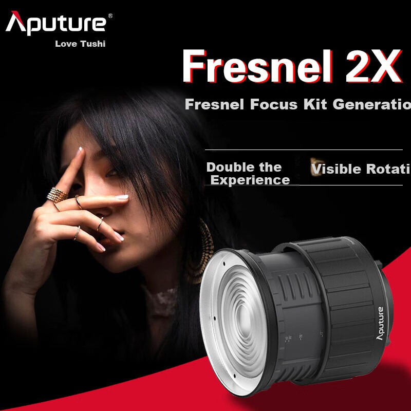 Aputure Fresnel 2x, Fisheye Reflector Zoom Lens, Hot Shoe Mount Photography Fill Light Spotlight High Brightness Live Streaming Hair Highlighting Contour High Transparency