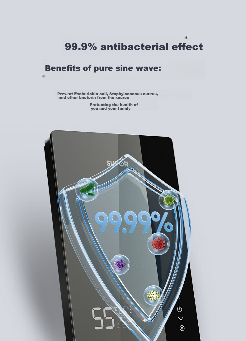 SUPOR Instant Electric Water Heater for Bathing, Home Use, 7000W Constant Temperature Rapid Heating, Stepless Frequency Conversion, Small Kitchen Hot Water Tank, Water And Electricity Separation, Tankless Design without Storage ZR01 9