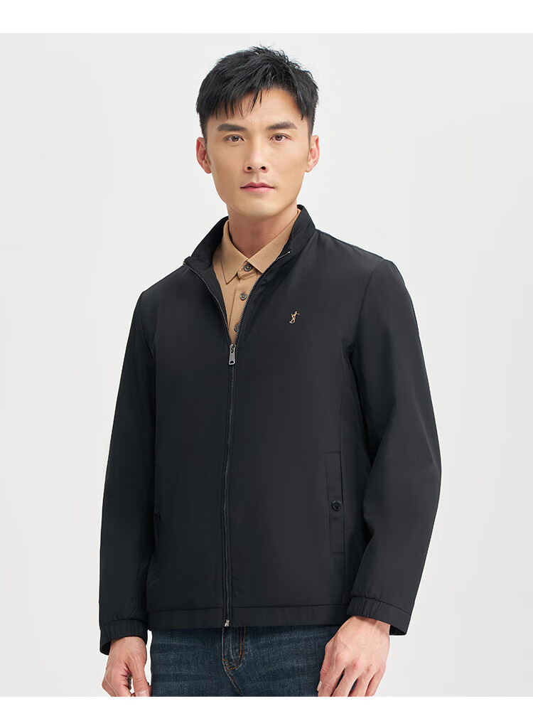 TRIES Men's Jacket Stand Collar Light Business Fashion Spring And Autumn New LOGO Embroidery Solid Color Lightweight Outerwear 9