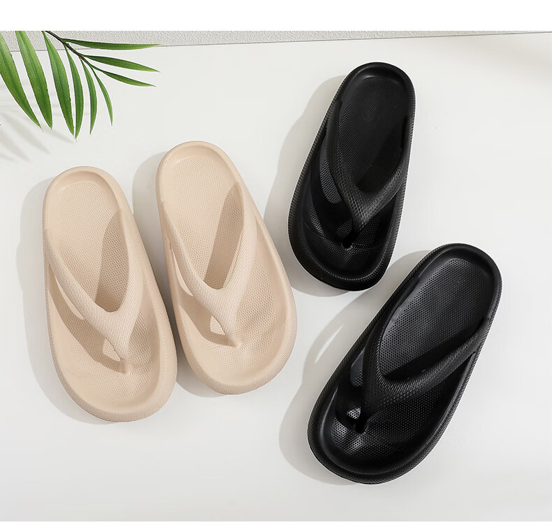 GUOLUOFEI Thick-Soled Flip-Flops for Men, Summer Wear, Fashionable Casual Beach Sandals with Comfortable Step-On Feel, Black, Size 40-41 3