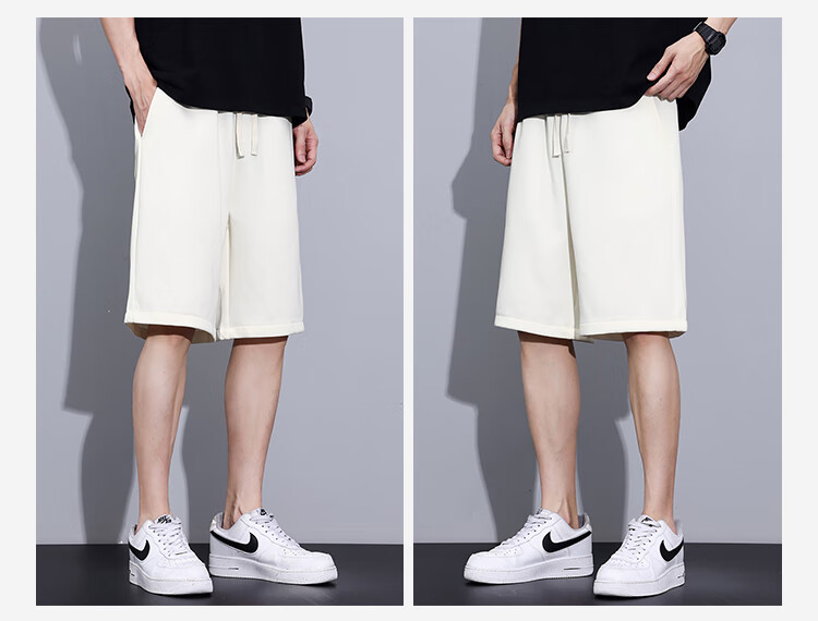 Yipintiancheng 2025 Summer Heavyweight Sports Shorts, Comfortable Solid Color Knee-Length Pants, Large Size Loose Versatile Trendy Casual Mid-Length Shorts 5