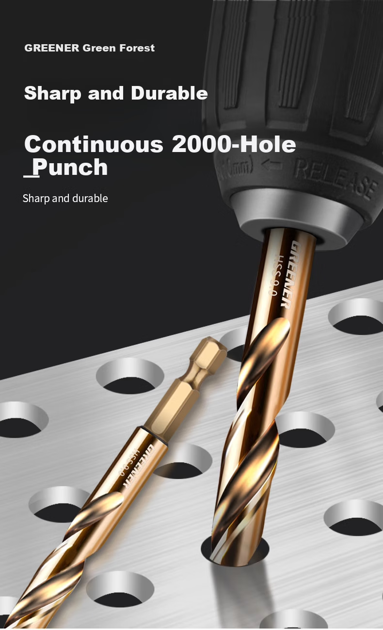 GREENER Hex Shank Twist Drill Bit with Cobalt for Stainless Steel, High Hardness Metal Steel Hand Drill Chuck 2