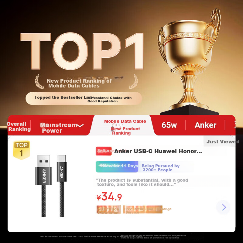 ANKER Кабель USB Type-C - USB Type-A, 6A, 100W, 1м, белый