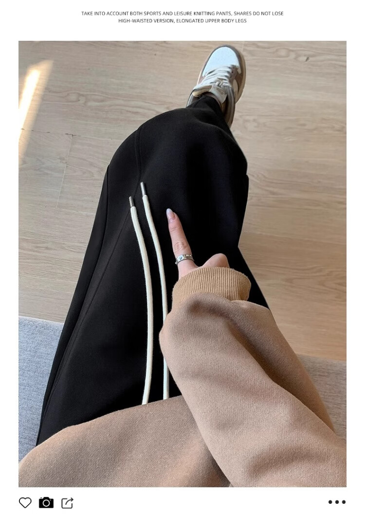 Huili Black Pants for Women, 2026 New Spring And Autumn Style, Loose-Fitting Sweatpants, Slimming Casual Pants, Wide-Leg Straight Trousers for Petite Figures 14