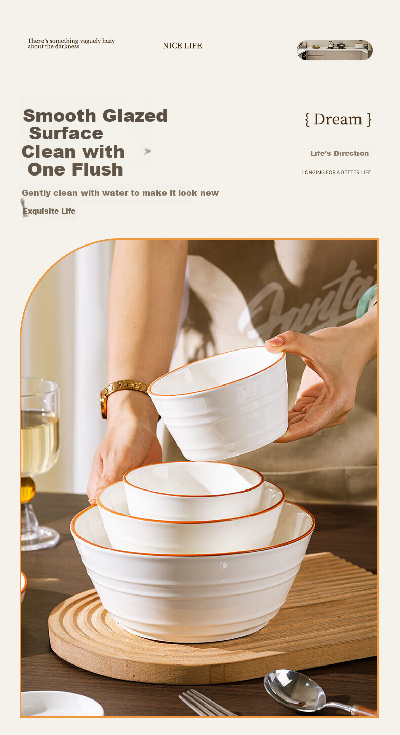Chuanqi Simple Ceramic Bowl And Chopsticks Tableware Set for Home, 10-Piece Complete Set of Bowls, Plates And Dishes, Stylish Living 5