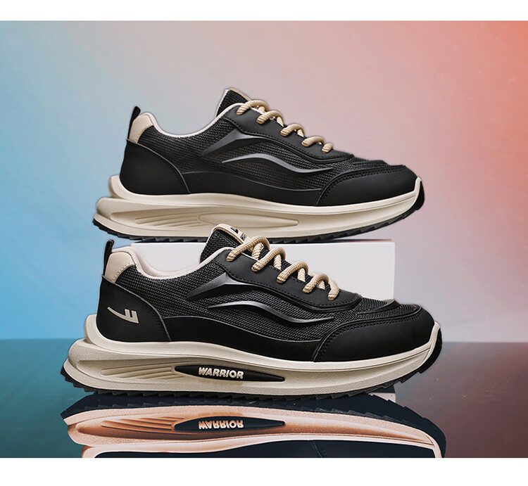 Warrior Men's Autumn Breathable Work Soft Sole Non-Slip Casual Sports Shoes Black/Khaki Size 42 12