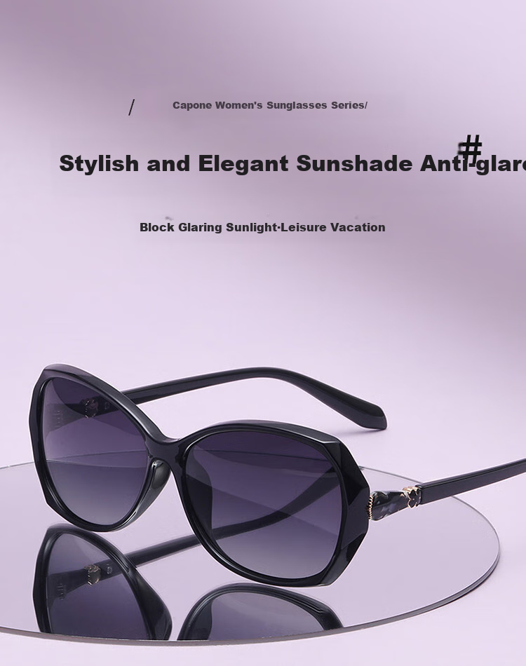 Kaponi Polarized Sunglasses for Women, Retro Large Frame Slimming Fashionable Elegant Sunglasses, Driving Sun Protection UV-Resistant Glasses 1