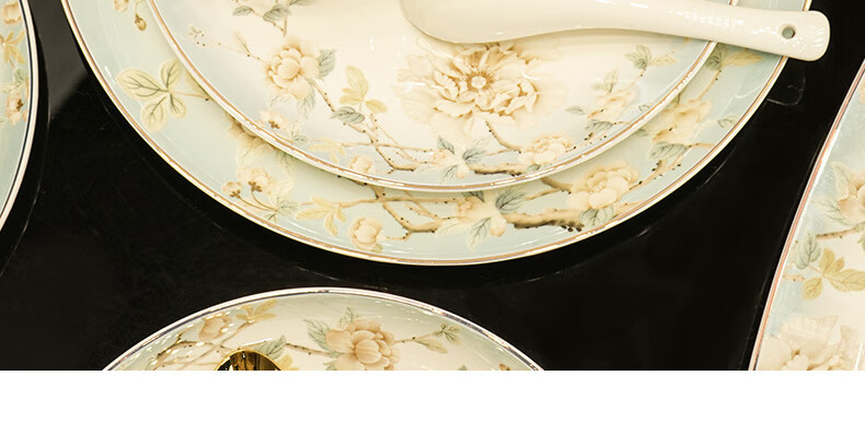 NINE CRANES Jingdezhen Rice Bowls for Home Use, Microwave Safe, New Chinese Style Light Luxury High Aesthetic Value Ceramic 4.5-Inch Rice Bowls, Set of 10 3
