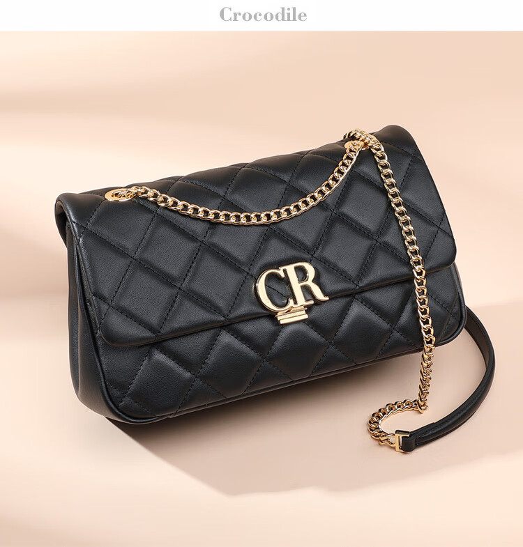 CROCODILE Goddess Festival Light Luxury Cowhide Women's Handbag, Classic Diamond Pattern Shoulder Bag, High-End Crossbody Ladies Chain Bag, Gift 5