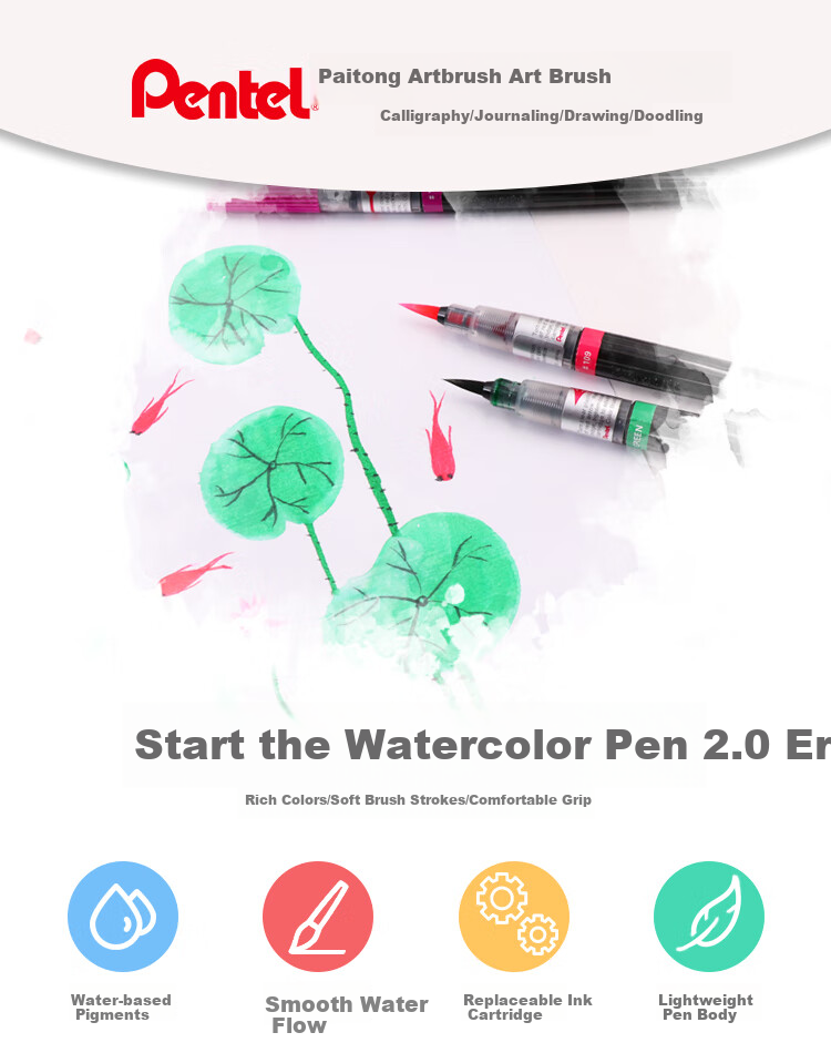 Pentel Scientific Calligraphy Brush, Small Regular Script Practice Soft Brush, Calligraphy Pen, Portable Colorful Drawing Journal Hand-Drawing, Replaceable Ink Reservoir, XGFL Orange Yellow 1