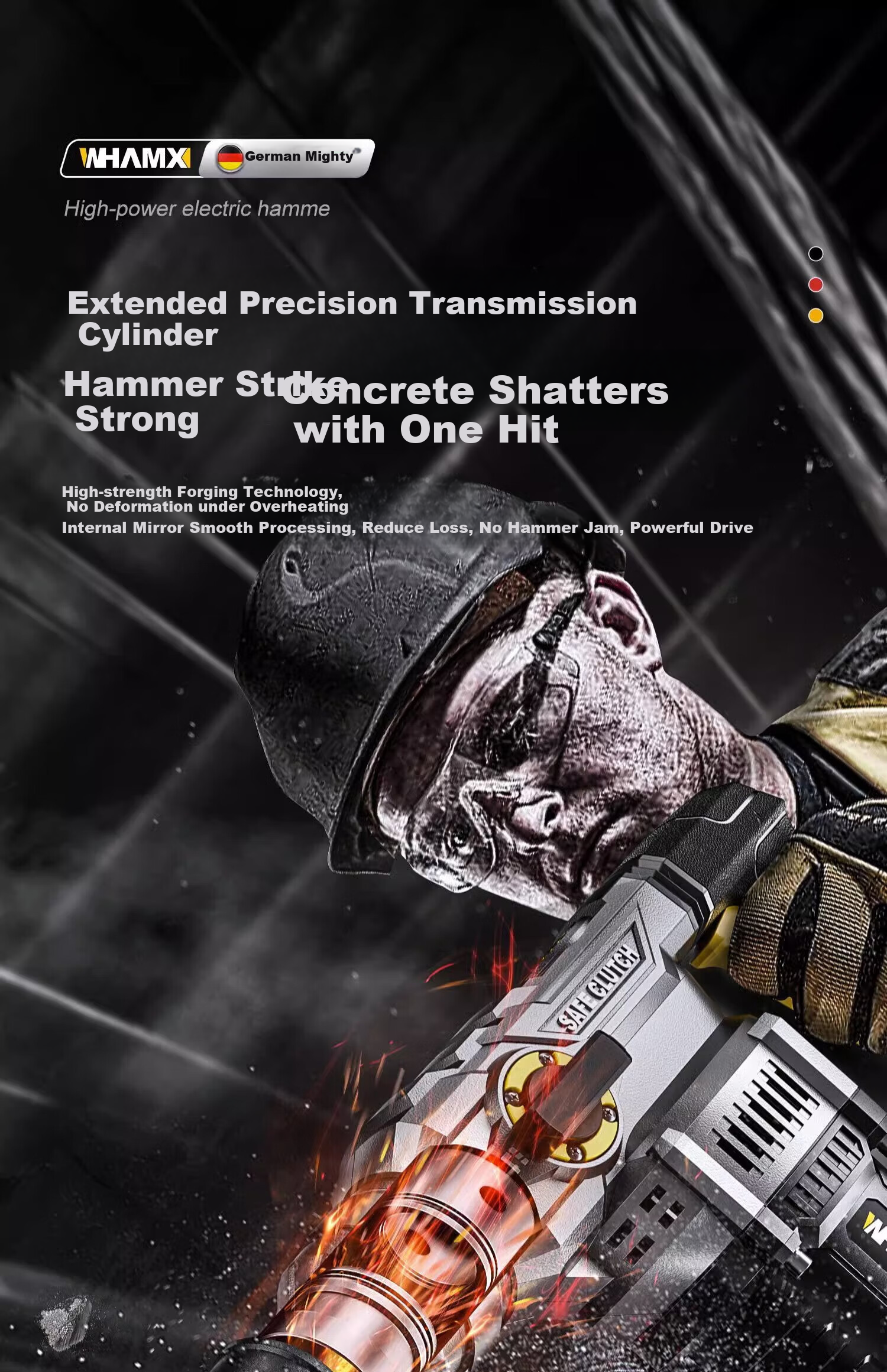 Weimeng Electric Hammer And Pickaxe Dual-Use High-Power Impact Drill for Concrete, Safety Clutch Industrial Grade M-DC 24