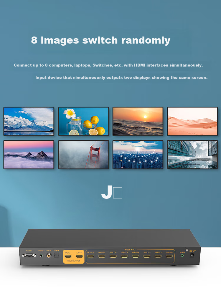 EKL High-Definition HDMI Seamless Switcher 8-In 2-Out 1-Out 4K Video Seamless Switching No Black Screen with Picture Splitter Computer TV VCR Audio Separation 812HA 5