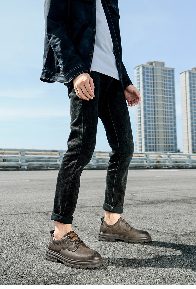 HLA Men's Fashion Retro Work Shoes Casual Leather Shoes HAAGZM2EAX050 Black Size 38 3