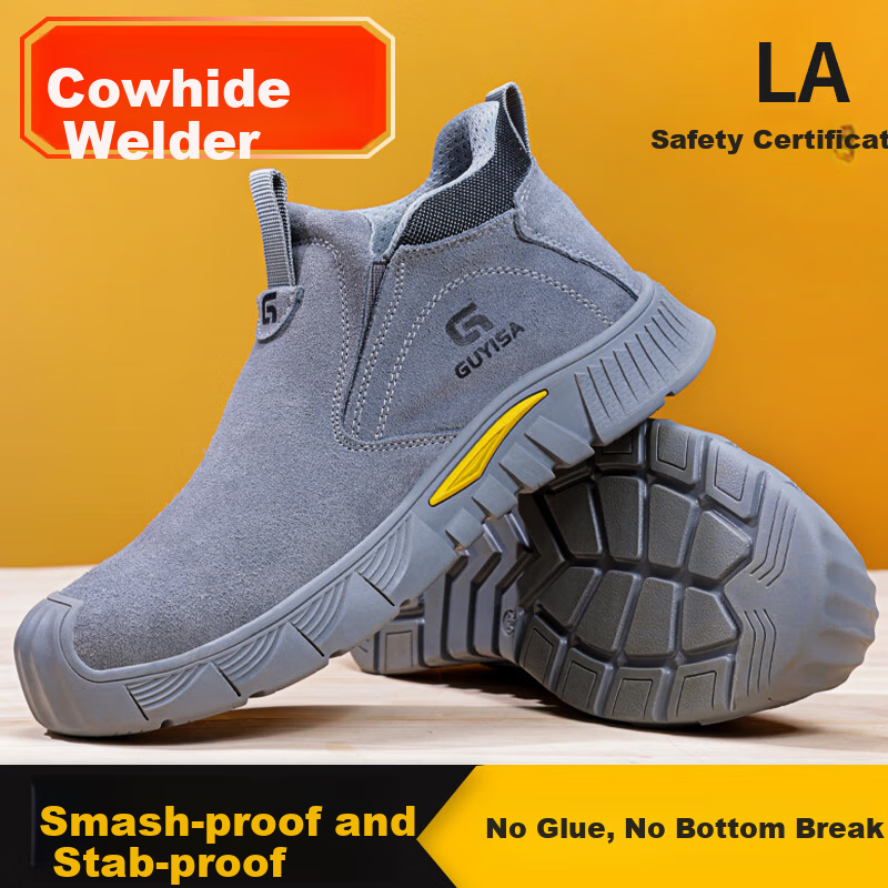 GUYISA Welding Safety Shoes for Men with Steel Toe Cap, Anti-Smashing, Puncture-Resistant, Scald-Proof, Lightweight, Wear-Resistant Work Boots 3005 Size 41