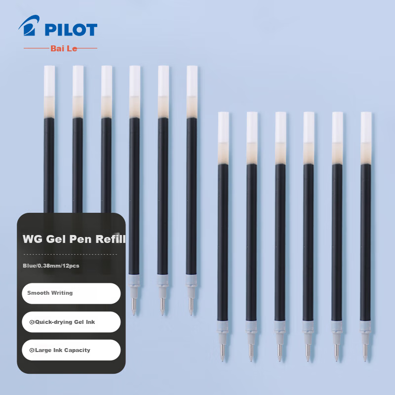 PILOT Gel Pen Refills (Compatible with BL-WG), Bullet Tip Signature Pen, Writing Pen Refill, BLS-WG 0.38mm Blue, Pack of 12