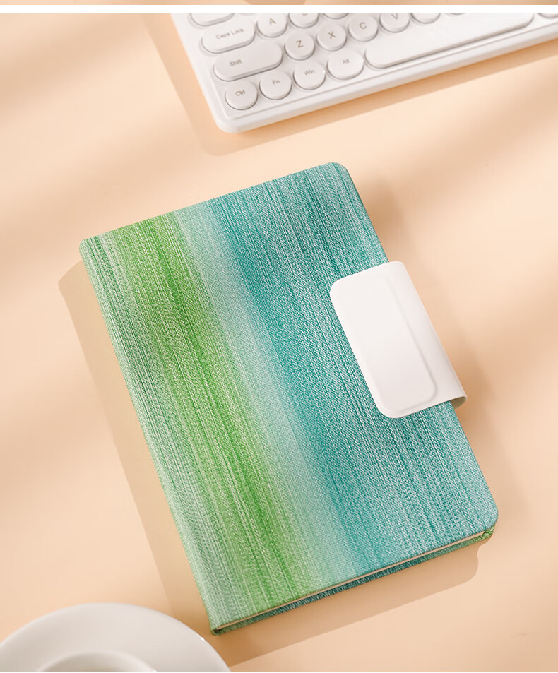 Wen'ao A5 Stylish Creative Gradient Rainbow Magnetic Closure Notebook Student Exam Self-Discipline Punch Card Memo Office Work Journal Light Purple 7