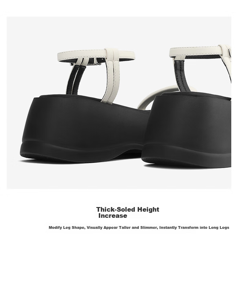 DAPHNE Women's Sandals, Fashionable Height-Increasing Platform Thick-Soled Shoes, Single Strap Versatile Women's Footwear 4023303162 Silver 35 11