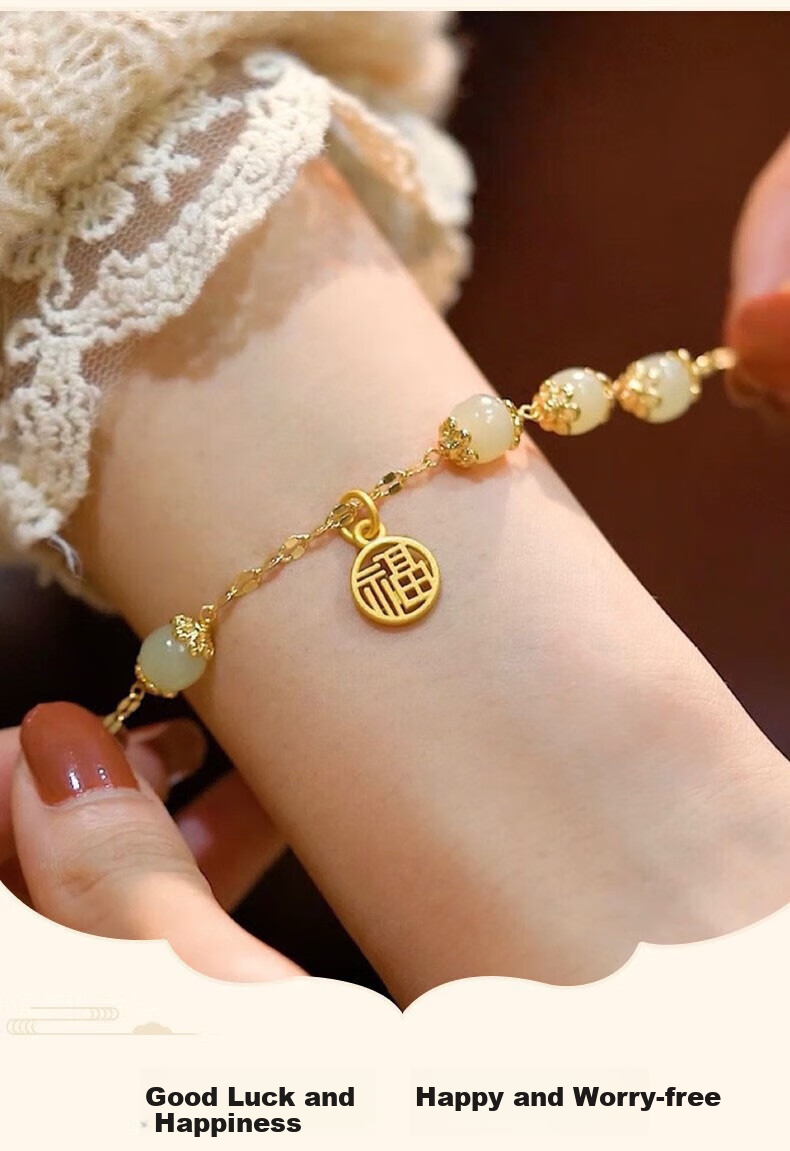 Zhoubaifu Nafu Hetian Jade Bracelet for Women, Luxury Fortune Charm Chinese Style Beaded Bracelet, Birthday Gift for Girlfriend Or Wife 3