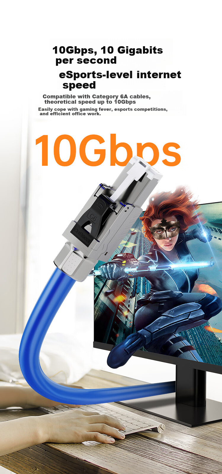 CHOOSEAL (CHOSEAL) CAT6A Shielded Tool-Free Crystal Head, CAT6A Engineering Grade RJ45 Network Tool-Free Connector, Computer Network Cable Broadband CAT6A Connection, 1 Piece, QS9931 5