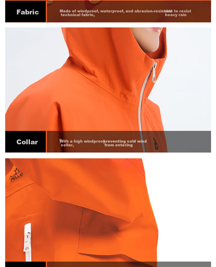Pelliot [Xiaoshanke] Children's Outdoor Hardshell Waterproof Jacket for Boys And Girls, Model 135101017, Orange, Size 150 30