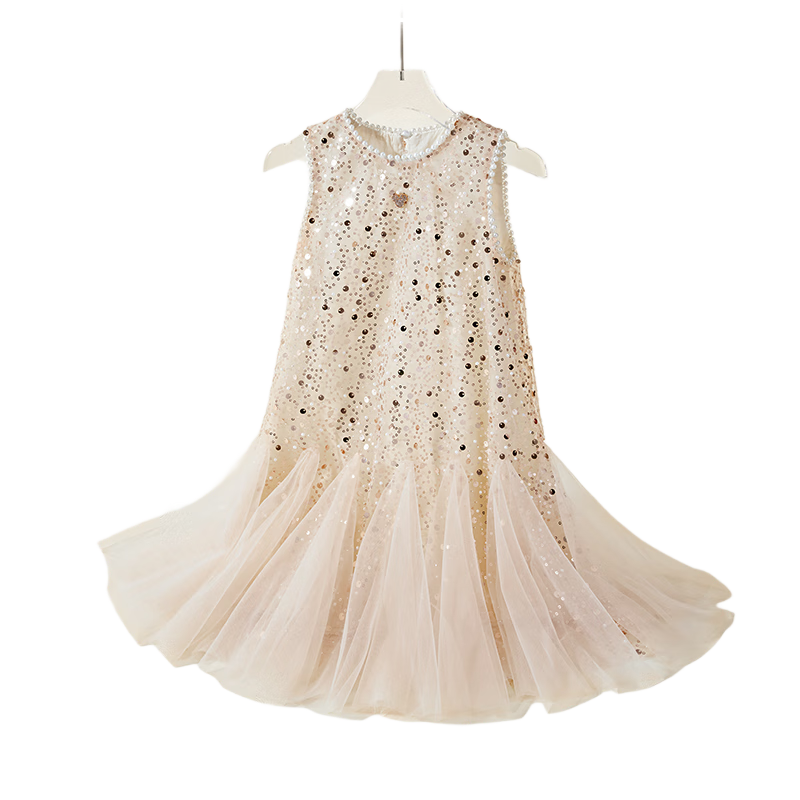 Disney Girls' Dress Children's Birthday Princess Tulle Dress Party Dress 2026 Summer New Girls' Sleeveless Dress