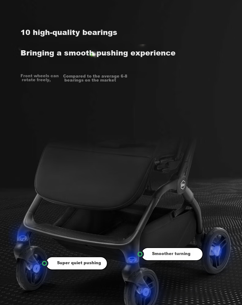 HBR Stroller, One-Button Automatic Folding, Lightweight, High Landscape MPro2.0 Automatic Folding [Upgraded Version], Yaji 6
