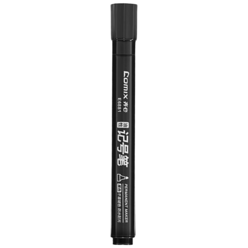Comix Black Thick Tip Oil-Based Logistics Marker Pen, Upgraded Large Ink Capacity, Express Signature Office Stationery Marker, 10pcs/Box E6881 Black